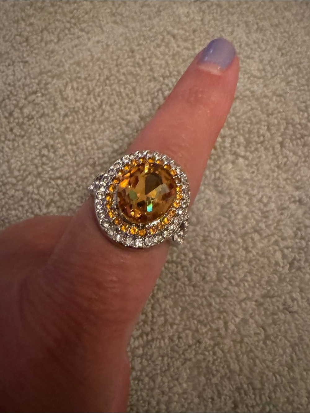 Elegant Gold Crystal Halo Cocktail Ring - Women Jewelry
